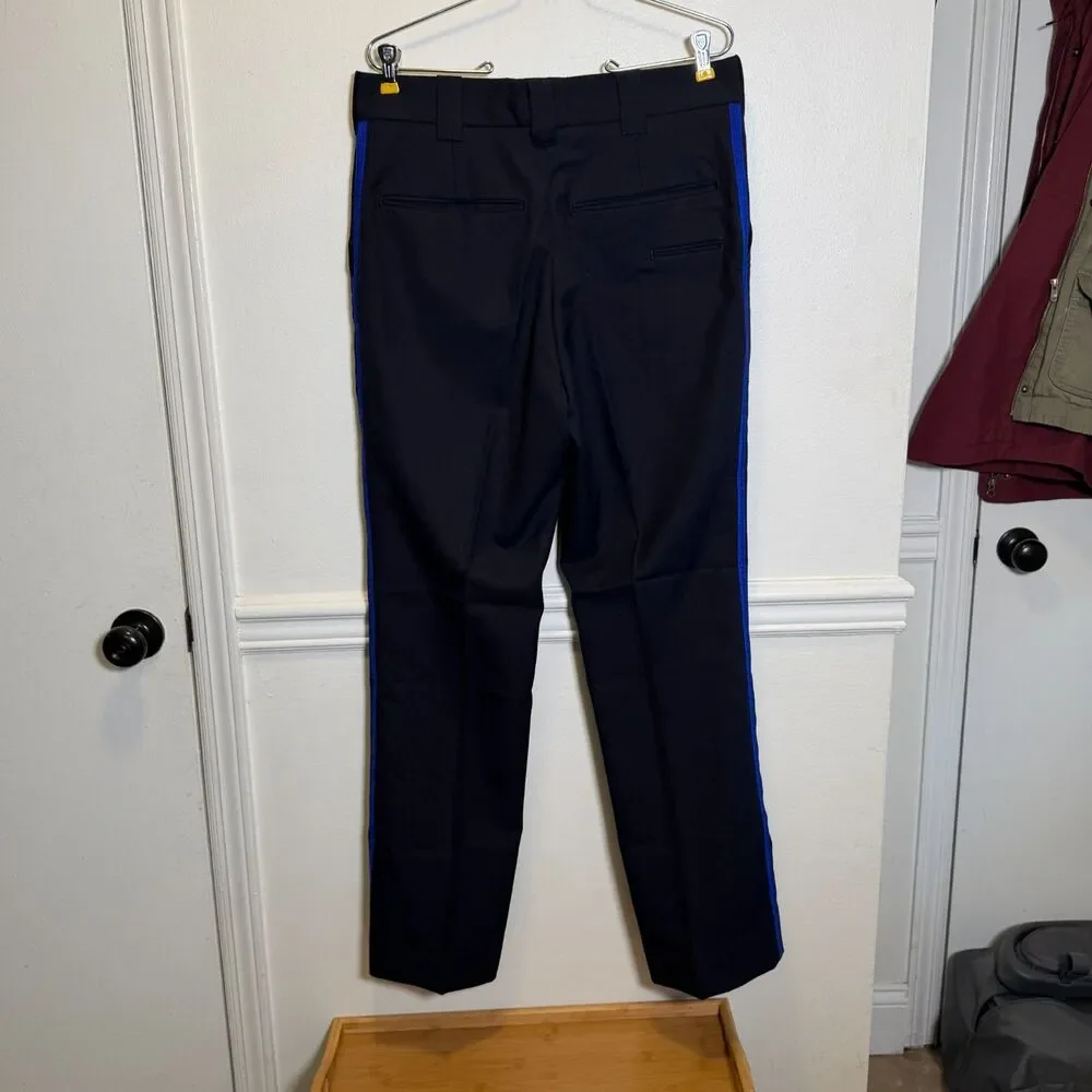 Vintage Loev Brothers Uniform Pants 34x32 Navy Wool Blend Blue Stripe NOS USA